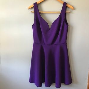 Rich Purple Sweetheart Neckline Skater Cut Dress